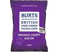Burts Smoked Crispy Bacon Hand Cooked Burts Crisps - 20 x 40 g Multipack Box - Gluten Free, Hydrogenated Fat Free, Non-GMO - Smoked Crispy Bacon Burts Potato Chips