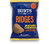 Burts Ridges Mature Cheddar and Caramelised Onion Chutney Hand Cooked Crisps, 20 x 40g - Premium Potato Snack - Gluten-Free Crisps for Health-Conscious Snackers and Snack Enthusiasts