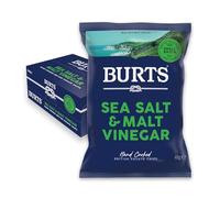 Burts Sea Salt and Malt Vinegar Hand Cooked Crisps - 20 x 40 g Multipack Crisps Box - Vegan and Vegetarian Friendly, Hydrogenated Fat Free, Non-GMO - Sea Salt and Malt Vinegar Crisps Multipack