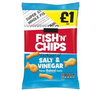 Burtun's Fish'N' Chips Lashings of Salt & Vinegar Flavour Baked Snack Crisps - 10 x 110g Packs