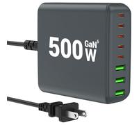 BURUDU 500W USB C Charger Block, 8-Port USB C Charging Station Fast Charging PD 120W PC Laptop Charger Adapter Compatible with MacBook Pro/Air/All iPad,DELL, iPhone 16/15/14/13/Pro Max/Galaxy