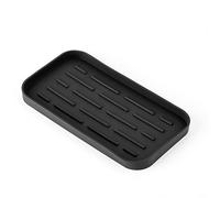 BuRuiJi Sponge Holder for Kitchen Sink,Silicone Sink Tray for Sponge, Soap Dispenser, Scrubber, and Other Kitchen Sink Accessories 10”x 5.3” (Black)