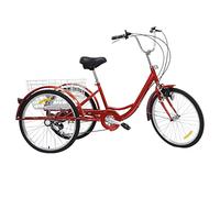 BuRuiYoten Adult Tricycle 3 Wheel 6 Speed Trike Cruise With Basket Lamp Gift Bicycle Bike Cycling Pedal For W/Shopping Bicycles + Light Asket Senior Speeds Cargo Three Adjustable Handlebar