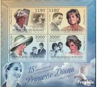 Burundi 2665-2668 Sheetlet (complete. issue) unmounted mint / never hinged ** MNH 2012 Princess Diana (1961-1997) (Stamps for collectors) British royal family (Diana, Charles, Elisabeth ..)