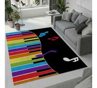 BURUNG Cartoon Music Symbols Area Rugs Colorful Piano Keys Music Symbols Dancing Rugs Soft Non-Slip Non-Shedding Washable Children'S Room Decoration Carpet For School Music Room 150x180cm