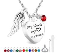 Buruslove Heart Urn Necklace for Ashes Cremation Necklace for Human Ashes In Loving Memory Memorial Necklace Urns for Ashes Remembrance Gifts for Loss of Loved One Cremation Jewelry, Stainless Steel
