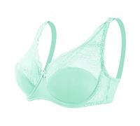 BURUVO Women's Fashion Sexy lace Bra Push up Large Size Thin Cup Underwire Bra Green 46C