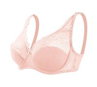 BURUVO Women's Fashion Sexy lace Bra Push up Large Size Thin Cup Underwire Bra Pink 46C