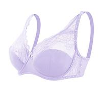 BURUVO Women's Fashion Sexy lace Bra Push up Large Size Thin Cup Underwire Bra Purple 44B
