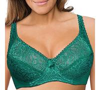 BURUVO Women's Lingerie Bandeau Elastic Lace Bra Full Coverage Plus Size Sexy Bra Multiple Sizes Dark Green 40C