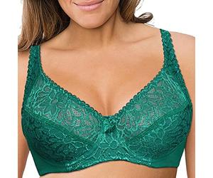 BURUVO Women's Lingerie Bandeau Elastic Lace Bra Full Coverage Plus Size Sexy Bra Multiple Sizes Dark Green 40C