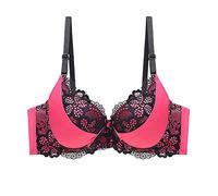BURUVO Women's Plus Size Sexy Bra Bralette Push Up Lace Underwear Bra 3/4 Cup Underwear Black 46B