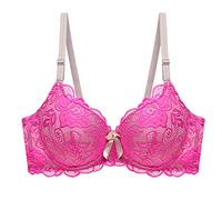 BURUVO Women's Plus Size Sexy Bra Bralette Push Up Lace Underwear Bra 3/4 Cup Underwear Rosa-1 40B