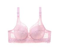 BURUVO Women's Thin Section Elegant Floral Underwire Soft Cup Sexy with Steel Plus Size ringLace Bra Pink 40B