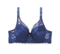 BURUVO Women's Thin Section Elegant Floral Underwire Soft Cup Sexy with Steel Plus Size ringLace Bra Blue 40B