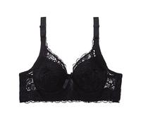 BURUVO Women's Thin Section Elegant Floral Underwire Soft Cup Sexy with Steel Plus Size ringLace Bra Black 32A