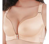 BURUVO Women's Ultra-Thin Non-Steel Ring Front Buckle Seamless Large Size Fat mm Sexy Back Bra Gathering Type Bra Pure Skin Colour 38D