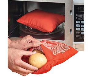 Burwells 2 Microwave Baked Potato Express Cooker Bags - Fabric Steam Cooking Pouches For Baking Potatoes