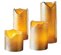 Burwells 4 Real Wax LED Flickering Electric Candles Church Pillar Flame Flicker Effect Ivory Cream Red Green