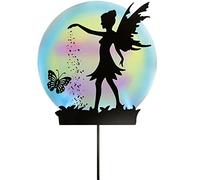 Burwells Fairy & Butterfly Silhouette Solar Garden Stake Light - Solar Powered Weather Resistant Metal Outdoor Lighting for Pathway, Patio, Lawn, Flower Beds, Borders - Measures H50 x W25xm x D4cm