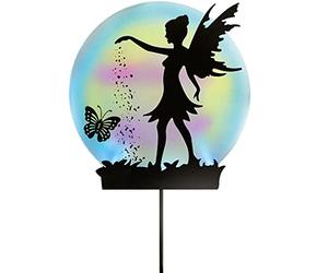 Burwells Fairy & Butterfly Silhouette Solar Garden Stake Light - Solar Powered Weather Resistant Metal Outdoor Lighting for Pathway, Patio, Lawn, Flower Beds, Borders - Measures H50 x W25xm x D4cm