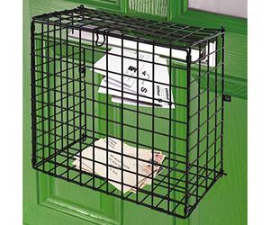 Burwells Letterbox Cage Door Mounted Mail Box Letter Guard Basket Post Catcher Black Rack