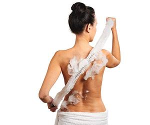 Burwells Long Reach Loofah Back & Foot Cleaning Brush 1.1m Soft Bristles Wooden Handles Bath Shower