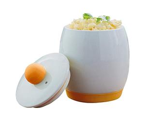 Burwells Microwave Egg Cooker - Dishwasher Safe Ceramic Cooking Pot with Non-Stick Coating for Scrambled or Poached Eggs - Holds Up To 4 Eggs, Measures H14 x Dia.10cm