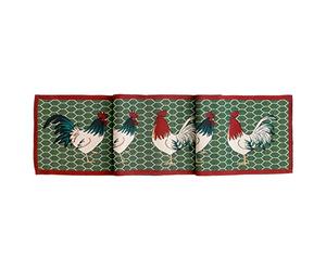 Burwells Rooster Dining Table Runner Tablecloth Country Kitchen Style Farmyard Chicken Cockerel Fowl Poultry Colourful Tapestry Fabric Decoration