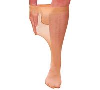 Burwells Set of 2 Extra Wide at Top Plus Size Knee High Sheer Compression Socks in Nude, 85% nylon, 15% spandex, Can stretch up to 30cm wide, Machine Washable.