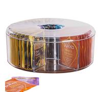 Burwells Teabag Caddy Holder Container Tea Bag Clear Plastic Storage Box 6 Sections Organiser Round Circular