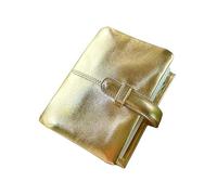 Burxxong A7 Organizer Genuine Lambskin Leather Journal Notebook,Stalogy Rings Planner Pocket size Notebook with 25MM Binder Mini Agenda Diary (Shining Gold)