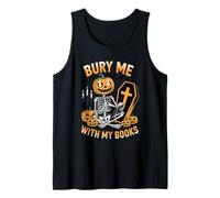 Bury Me with My Books Pumpkin Skeleton Coffin Tank Top