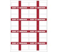 Bury St Edmunds England Flag Rectangular Matt Paper Stickers A4 Sheet of 8 (Each Sticker is 99mm x 68mm)