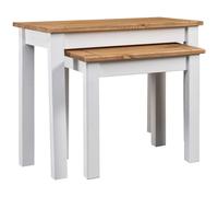 bury wooden nest of 2 tables in white and brown
