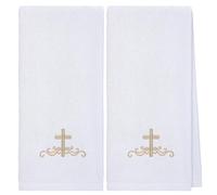 Buryeah 2 Pcs Pastor Towels for Men Pastor Hand Towel Clergy Hand Towels Man of God Towel Embroidered Hand Towels for Pastor Father's Gift(White)
