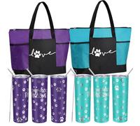 Buryeah 4 Pcs National Veterinary Technician Week Gifts Vet Tech Gift 20 oz You're Pawsome Sign Tumbler Love Tote Bag with Mesh Pockets Thank You for Veterinarian Assistant (Fresh Color)