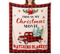 Buryeah 50'' x 60'' Christmas Throw Blanket This is My Christmas Movie Watching Blanket Plush Warm Black Red Movie Lover Gifts Home Decor for Sofa Couch Bed