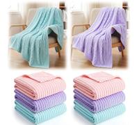 Buryeah 50 x 60 Inches Fleece Throw Blanket Soft Cute Warm Plush Flannel Fluffy Blankets for Sofa Couch Bed Seasons Employee Appreciation Gifts Bulk(Pink,Purple,Blue,6 Pack)