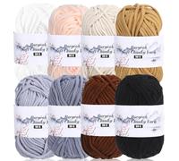 Buryeah 8 Packs Chunky Chenille Yarns Velvet Soft Chunky Yarn for Hand Knitting Bulky Thick Fluffy Yarns Blanket Yarn Each 50g / 60yd for DIY Crafts Home Decor Toys Wearables (Classic Neutrals)