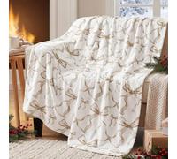 Buryeah Beige Bow Throw Blanket Preppy Blanket Coquette 50" x 60" Flannel Soft Cute Bow Decor Lightweight Aesthetic Plush Room Decor for Sofa Couch Travel Bed, Christmas
