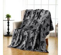 Buryeah Big Foot Sasquatch Gifts Bigfoot Blanket for Men Women Funny Birthday Unique Sasquatch Gifts Vintage Flannel Throws Blanket for Bed Sofa, 50"x60"(Grey,Black)
