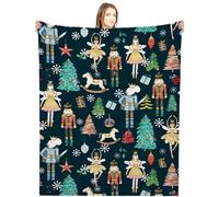 Buryeah Christmas Nutcracker Throw Blanket Soldier Prince Fairy Mouse Gift 60 x 50 Inches Ballet Nutcracker Christmas Soft Blanket for Xmas Home Sofa Couch Bed Decor(Blue)
