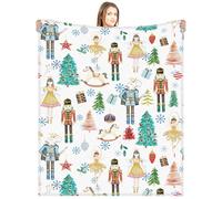 Buryeah Christmas Nutcracker Throw Blanket Soldier Prince Fairy Mouse Gift 60 x 50 Inches Ballet Nutcracker Christmas Soft Blanket for Xmas Home Sofa Couch Bed Decor(White)