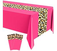 Buryeah Leopard Print Tablecloth 54 x 108'' Leopard Plastic Table Cover Disposable Safari Animal Cheetah Print Party Decorations for Baby Shower Wedding Birthday Party Favors(Hot Pink)