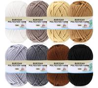 Buryeah Natural Neutrals 8 Packs Soft Assorted Colors Yarn Multipack 726 Yards Knitting Acrylic Thread Fluffy Hand Knitting Polyester Yarn Needles Kit for Crochet Weaving Crafts DIY Project Beginner