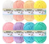 Buryeah Pastel Rainbow 8 Packs Soft Assorted Colors Yarn Multipack 726 Yards Knitting Acrylic Thread Fluffy Hand Knitting Polyester Yarn Needles Kit for Crochet Weaving Crafts DIY Project Beginner