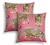 Buryeah Preppy Throw Pillow Covers Hot Pink Throw Pillow Fun Pillow Covers Leopard Print Cheetah Pillows Case for Preppy Stuff Room Decor, 18 x 18 Inch