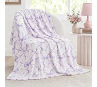 Buryeah Purple Bow Throw Blanket Back to School Gifts Preppy Blanket Coquette 50 X60 Flannel Soft Cute Bow Lightweight Aesthetic Room Decor for Women Friends for Sofa Couch Travel Bed