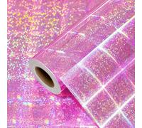Burymento Pink Holographic Wrapping Paper Roll, Metallic Gloss, for Christmas, Birthday, Wedding, Valentine's Day Gift Wrapping. -17 IN x 32.8 FT 1 Roll